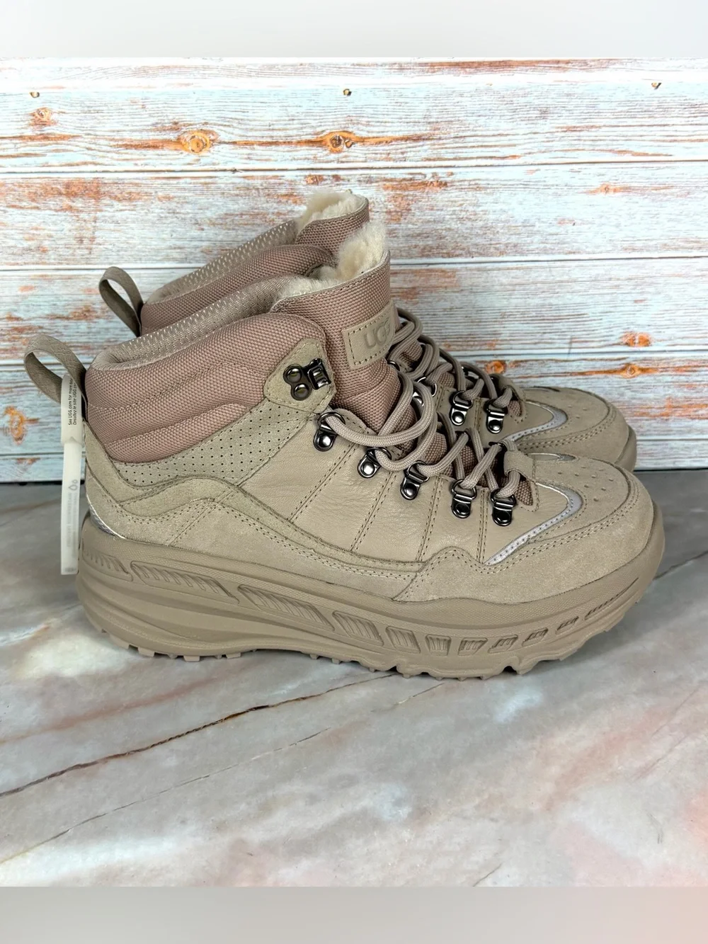 UGG Men’s Hiker Weather Boots - Suede/Leather - Desert Neutral (Tan/Blush/Cream)